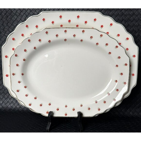 Vintage WS George Serving Platters White Blushing Rose Dalrymple Set Of 2 - Picture 1 of 13